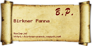 Birkner Panna névjegykártya